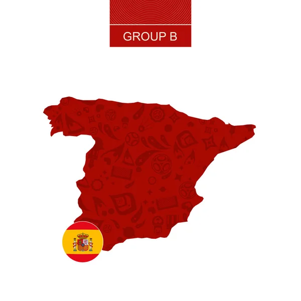 Spanje Kaart Contour Met Voetbal Abstracte Patroon — Stockvector