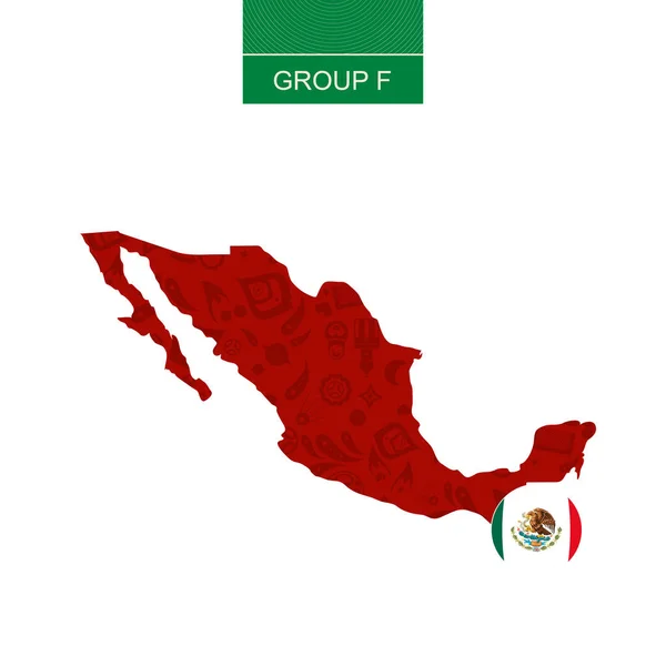 Контур Карты Мексики Абстрактным Рисунком Футбола — стоковый вектор