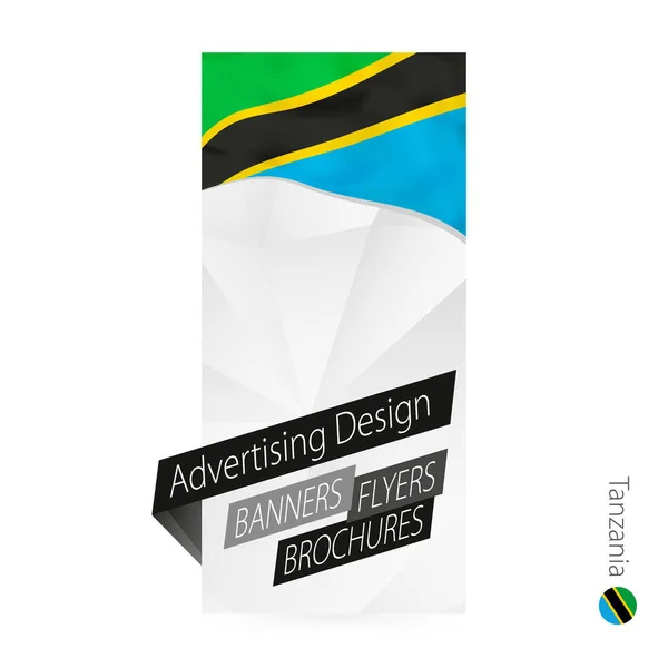 Plantilla Banner Abstracto Vectorial Para Tanzania Plantilla Publicitaria Con Bandera — Vector de stock