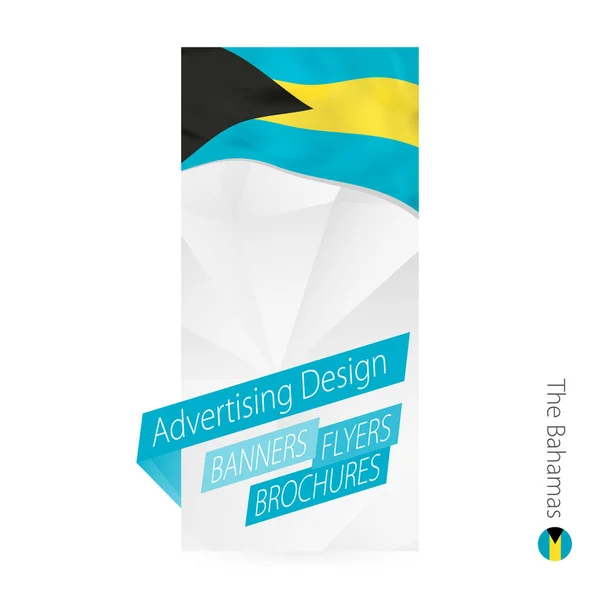 Plantilla Banner Abstracto Vectorial Para Bahamas Plantilla Publicitaria Con Bandera — Vector de stock