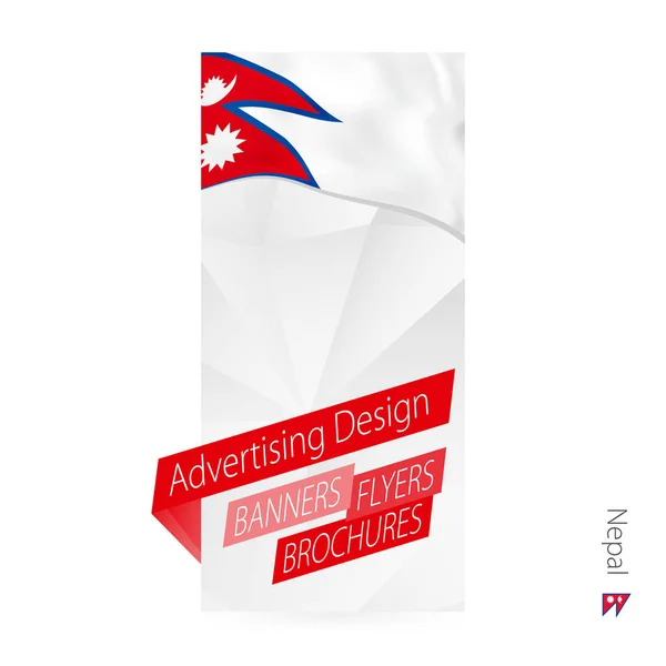 Plantilla Banner Abstracto Vectorial Para Nepal Plantilla Publicitaria Con Bandera — Vector de stock