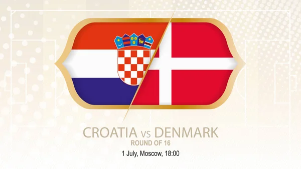 Κροατία Δανία Γύρος Των Ποδόσφαιρο Ανταγωνισμού Νίζνι Νόβγκοροντ Φόντο Μπεζ — Διανυσματικό Αρχείο