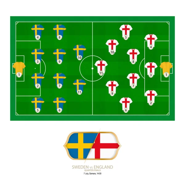 Match Football Suède Contre Angleterre Suède Système Préféré Gamme Angleterre — Image vectorielle