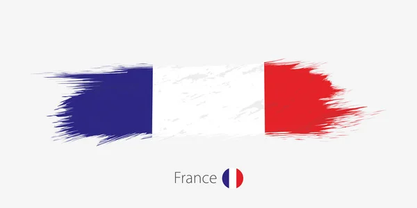 フランス 灰色の背景にグランジ抽象的なブラシ ストロークの旗 ベクトル図 — ストックベクタ