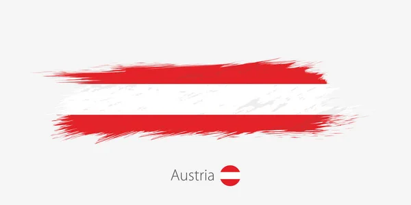 オーストリア 灰色の背景にグランジ抽象的なブラシ ストロークの旗 ベクトル図 — ストックベクタ