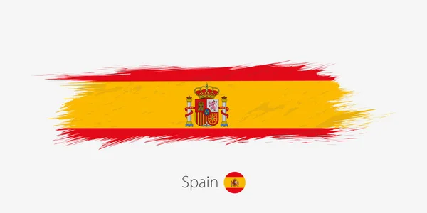 Bandeira Espanha Grunge Pincel Abstrato Sobre Fundo Cinza Ilustração Vetorial — Vetor de Stock