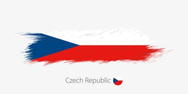 Çek Cumhuriyeti, grunge soyut fırça darbesi gri arka plan üzerinde bayrağı. Vektör çizim.