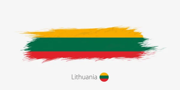 Vlajka Litvy Abstraktní Grunge Štětce Šedém Pozadí Vektorové Ilustrace — Stockový vektor
