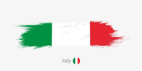 Flagge Italiens Grunge Abstrakter Pinselstrich Auf Grauem Hintergrund Vektorillustration — Stockvektor