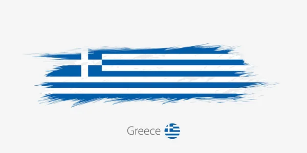 Bandera Grecia Pincelada Abstracta Grunge Sobre Fondo Gris Ilustración Vectorial — Vector de stock
