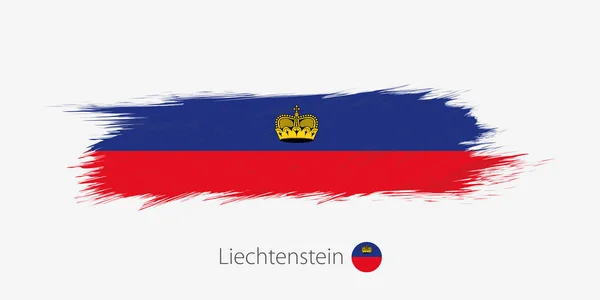 Drapeau Liechtenstein Trait Pinceau Abstrait Sur Fond Gris Illustration Vectorielle — Image vectorielle