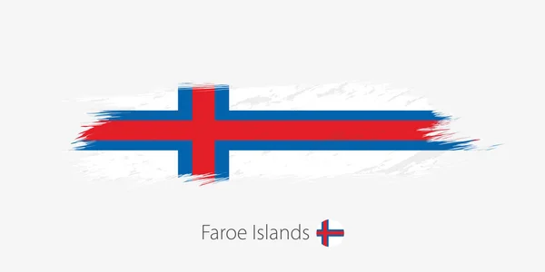 フェロー諸島の旗は 灰色の背景にグランジ抽象的なブラシ ストローク ベクトル図 — ストックベクタ