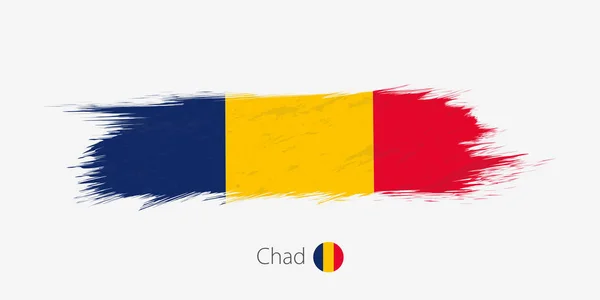 Bandera Chad Pincelada Abstracta Grunge Sobre Fondo Gris Ilustración Vectorial — Vector de stock