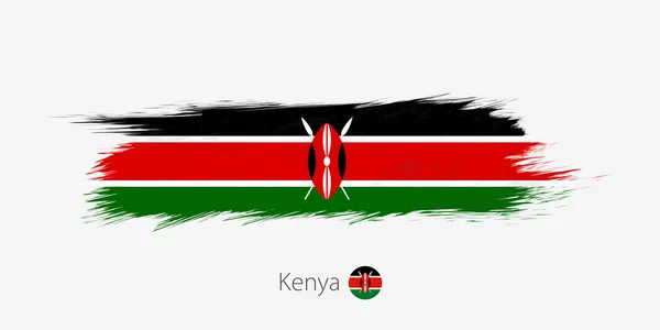 Bendera Kenya Grunge Abstrak Sapuan Kuas Pada Latar Belakang Abu - Stok Vektor