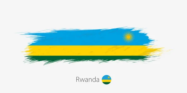 Flagga Rwanda Grunge Abstrakt Penseldrag Grå Bakgrund Vektorillustration — Stock vektor