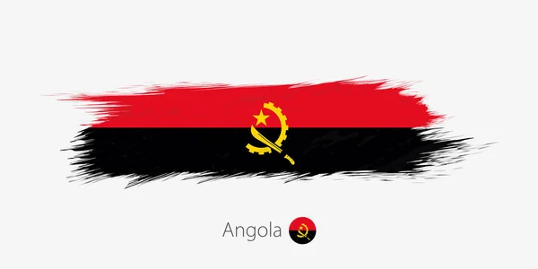 Bandera Angola Pincelada Abstracta Grunge Sobre Fondo Gris Ilustración Vectorial — Archivo Imágenes Vectoriales