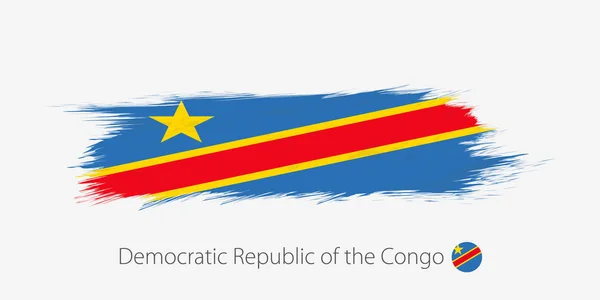 Bandeira República Democrática Congo Grunge Pincel Abstrato Sobre Fundo Cinza —  Vetores de Stock