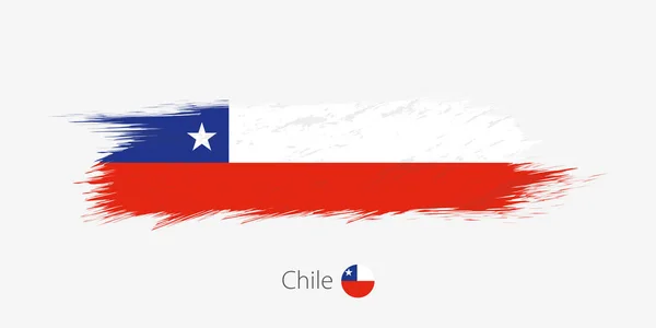 Bandera Chile Pincelada Abstracta Grunge Sobre Fondo Gris Ilustración Vectorial — Vector de stock