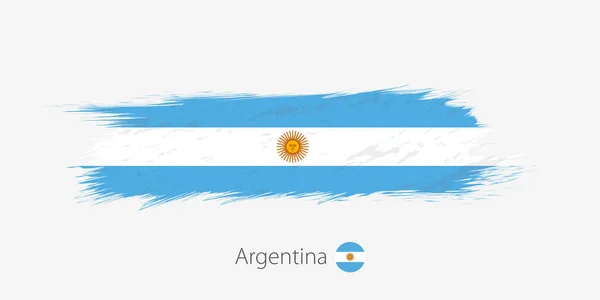 Flagga Argentina Grunge Abstrakt Penseldrag Grå Bakgrund Vektorillustration — Stock vektor