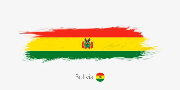Bandera Bolivia Pincelada Abstracta Grunge Sobre Fondo Gris Ilustración Vectorial — Vector de stock
