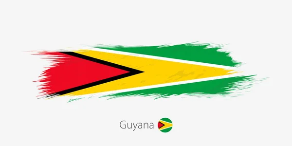Bandeira Guiana Grunge Pincel Abstrato Fundo Cinza Ilustração Vetorial — Vetor de Stock