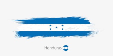 Honduras, grunge soyut fırça darbesi gri arka plan üzerinde bayrağı. Vektör çizim.