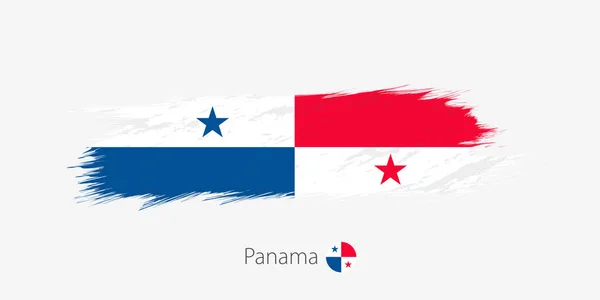 Flag Panama Grunge Abstract Brush Stroke Gray Background Vector Illustration — Stock Vector