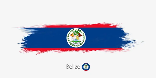 Belize Grunge Soyut Fırça Darbesi Gri Arka Plan Üzerinde Bayrağı — Stok Vektör