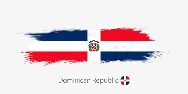 Vlajka Dominikánské Republiky Abstraktní Grunge Štětce Šedém Pozadí Vektorové Ilustrace — Stockový vektor