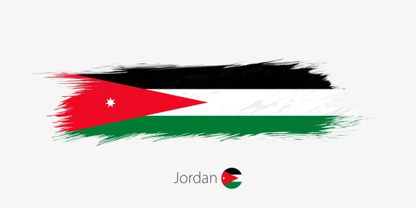 Флаг Иордании Гранж Абстрактный Мазок Кисти Сером Фоне Векторная Иллюстрация — стоковый вектор