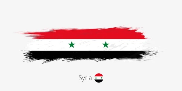 Flagge Syriens Grunge Abstrakter Pinselstrich Auf Grauem Hintergrund Vektorillustration — Stockvektor