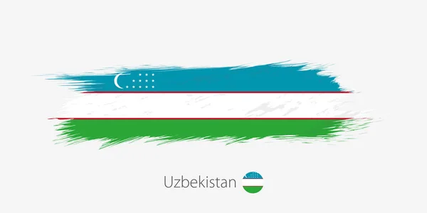 Vlajka Uzbekistánu Abstraktní Grunge Štětce Šedém Pozadí Vektorové Ilustrace — Stockový vektor