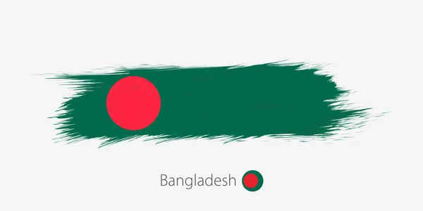 Flagge Des Bangladesh Grunge Abstrakter Pinselstrich Auf Grauem Hintergrund Vektorillustration — Stockvektor