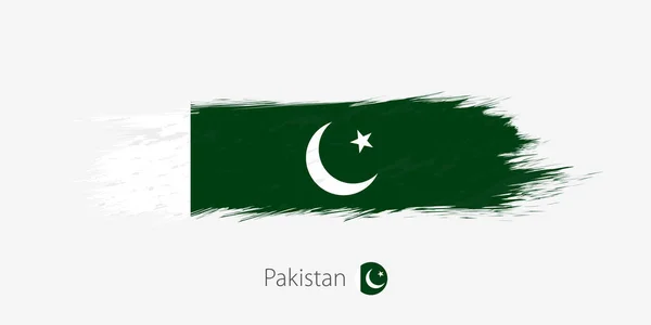 Flagge Pakistans Grunge Abstrakter Pinselstrich Auf Grauem Hintergrund Vektorillustration — Stockvektor