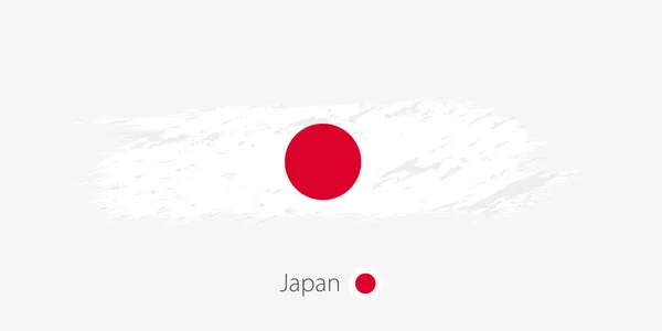 Flagge Japans Grunge Abstrakter Pinselstrich Auf Grauem Hintergrund Vektorillustration — Stockvektor