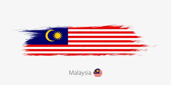 Bandera Malasia Pincelada Abstracta Grunge Sobre Fondo Gris Ilustración Vectorial — Archivo Imágenes Vectoriales