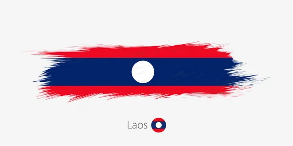 Флаг Лаоса Гранж Абстрактный Мазок Кистью Сером Фоне Векторная Иллюстрация — стоковый вектор