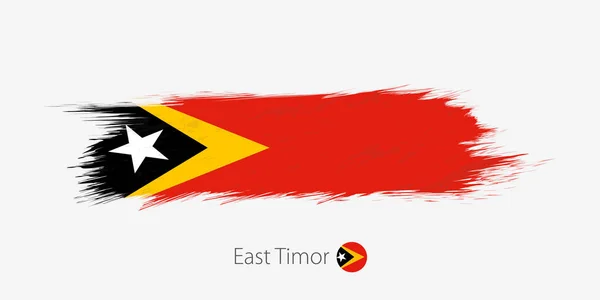 Flag East Timor Grunge Abstract Brush Stroke Gray Background Vector — Stock Vector