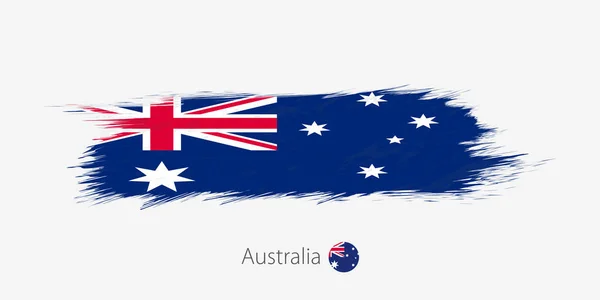 Flagge Australiens Grunge Abstrakter Pinselstrich Auf Grauem Hintergrund Vektorillustration — Stockvektor
