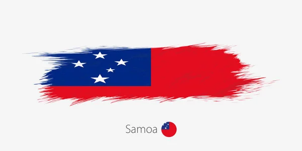 Bandera Samoa Pincelada Abstracta Grunge Sobre Fondo Gris Ilustración Vectorial — Vector de stock