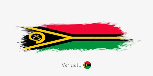 Bandiera di Vanuatu, pennellata astratta grunge su sfondo grigio — Vettoriale Stock