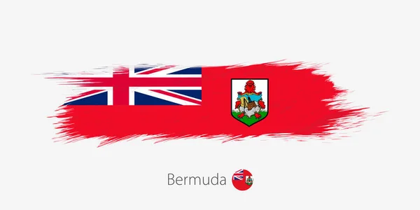 Bandeira Das Bermudas Grunge Pincel Abstrato Sobre Fundo Cinza Ilustração — Vetor de Stock