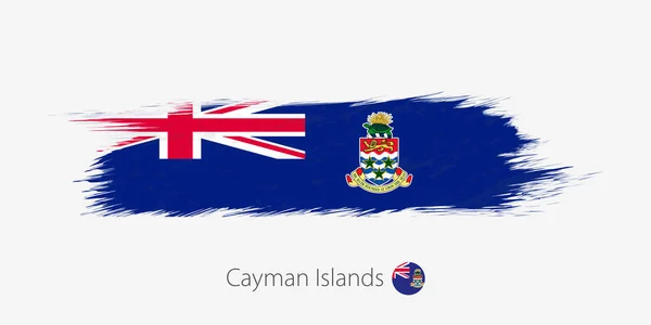 Bayrağı Cayman Adaları Grunge Soyut Fırça Darbesi Gri Arka Plan — Stok Vektör