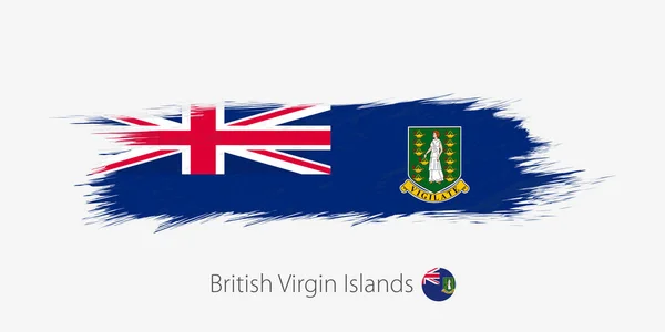Brit Virgin Szigetek Zászlaja Grunge Absztrakt Ecsetvonás Szürke Háttér Vektoros — Stock Vector