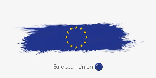Flagge Der Europäischen Union Grunge Abstrakter Pinselstrich Auf Grauem Hintergrund — Stockvektor