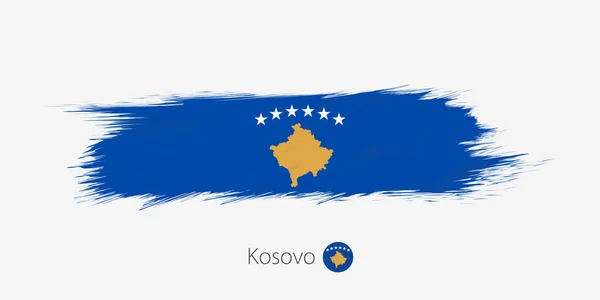 Bandera Kosovo Pincelada Abstracta Grunge Sobre Fondo Gris Ilustración Vectorial — Archivo Imágenes Vectoriales