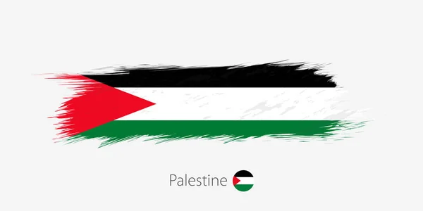 Vlajka Palestiny Abstraktní Grunge Štětce Šedém Pozadí Vektorové Ilustrace — Stockový vektor