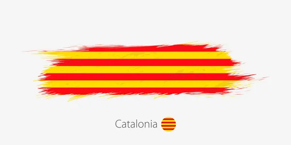 Catalonia Grunge Soyut Fırça Darbesi Gri Arka Plan Üzerinde Bayrağı — Stok Vektör