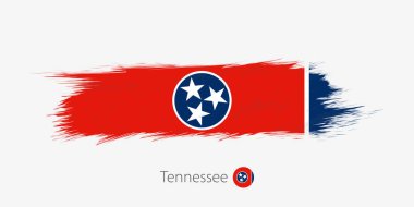 Tennessee State, grunge soyut fırça darbesi gri arka plan üzerinde bize bayrağı. Vektör çizim.