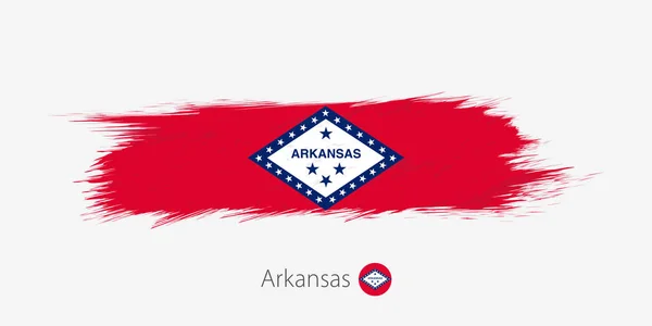 Arkansas Amerikai Állam Grunge Absztrakt Ecsetvonás Szürke Háttér Zászlaja Vektoros — Stock Vector
